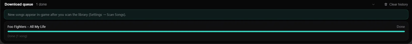 Download finished in the queue