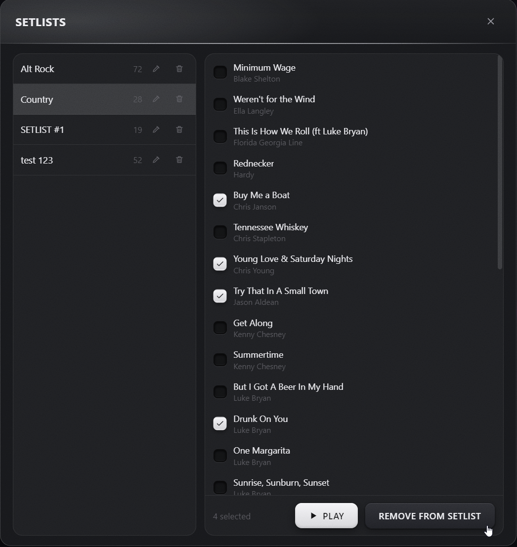 Setlist manager